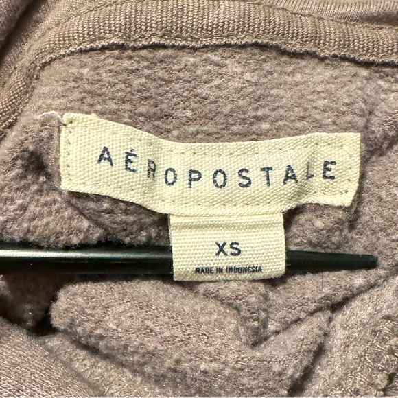 (XS) AEROPOSTALE ROSE MAUVE HOODIE W/ EMBROIDERED LOGO AND FLOWERS - Picture 7 of 10